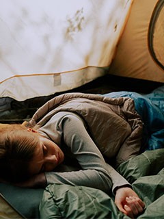 Sleeping in tent